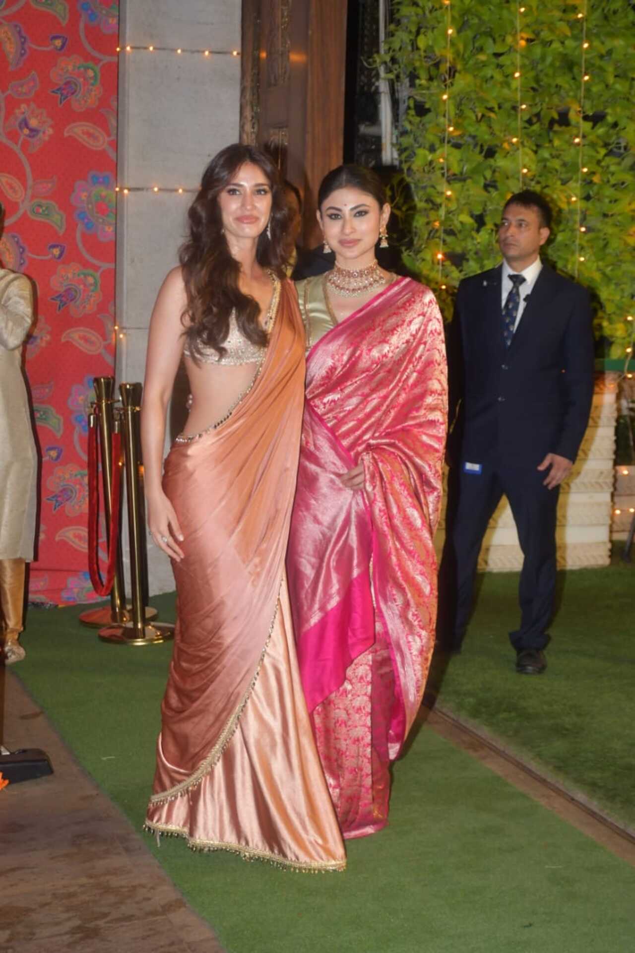 Mouni Roy and her friend Disha Patani posed for pictures together at the Ganesh Puja